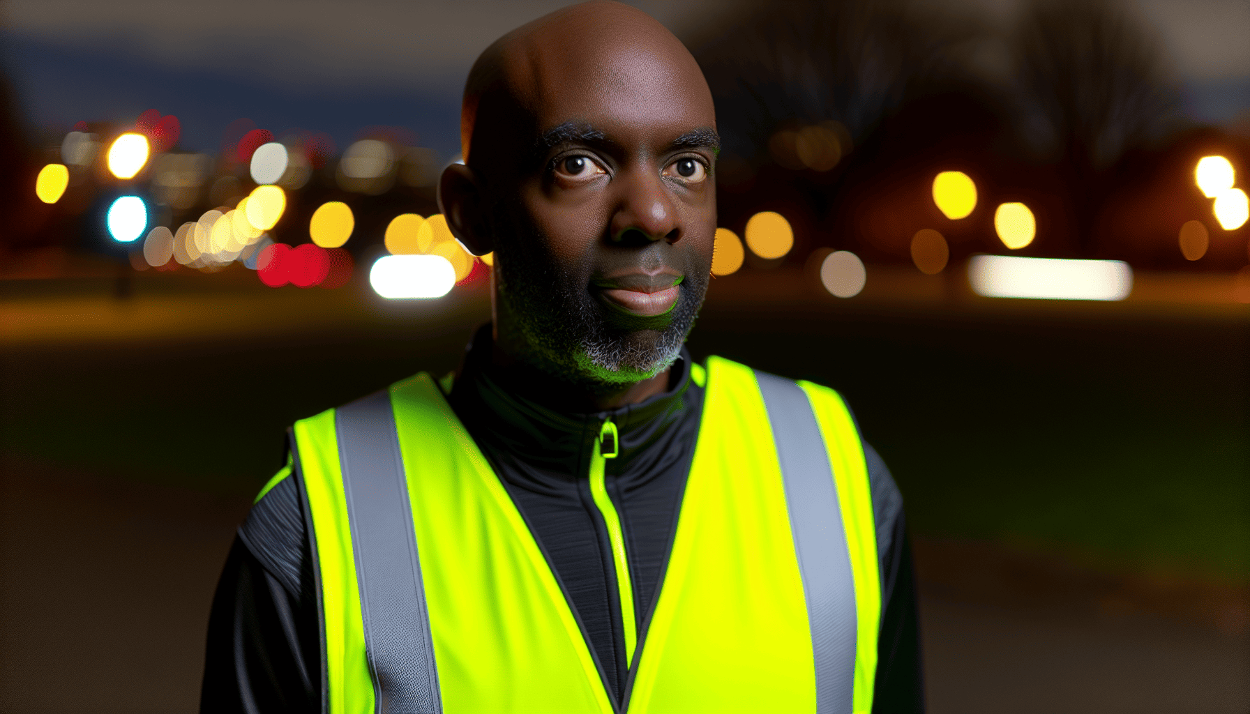 Person wearing reflective vest for nighttime walk