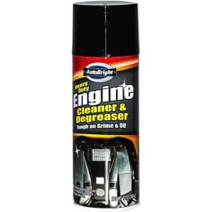 Heavy-duty AutoBright engine cleaner and degreaser spray can, effective on grime and oil.