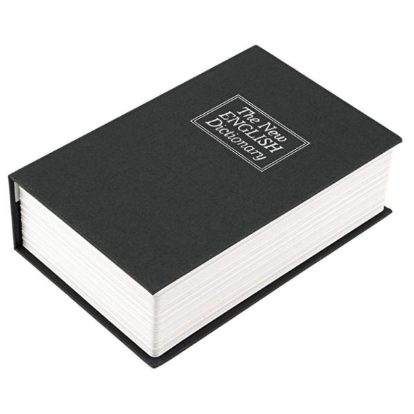Black hardcover dictionary with The New English Dictionary on a white background.