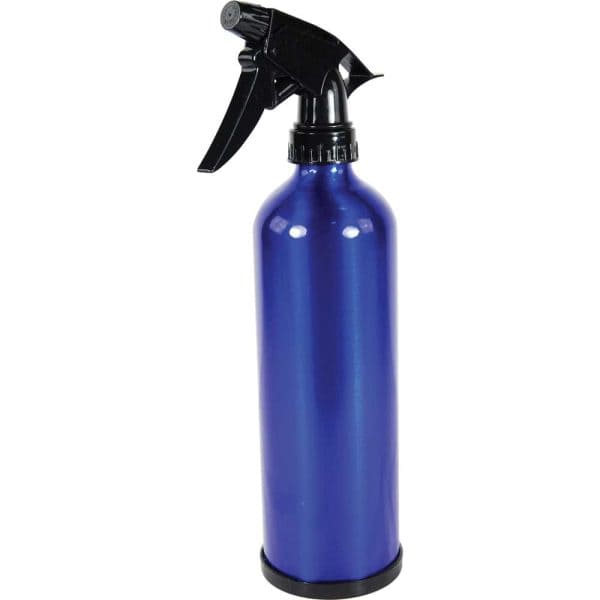 Blue spray bottle with black trigger nozzle, ideal for cleaning or gardening tasks.