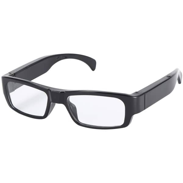 Black rectangular reading glasses with clear lenses on a white background.