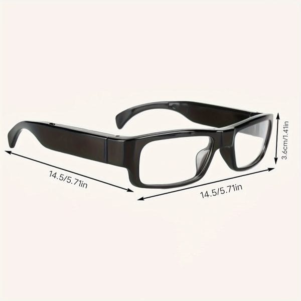 Black reading glasses with dimensions: 14.5cm x 3.6cm, showcase modern design and functionality.