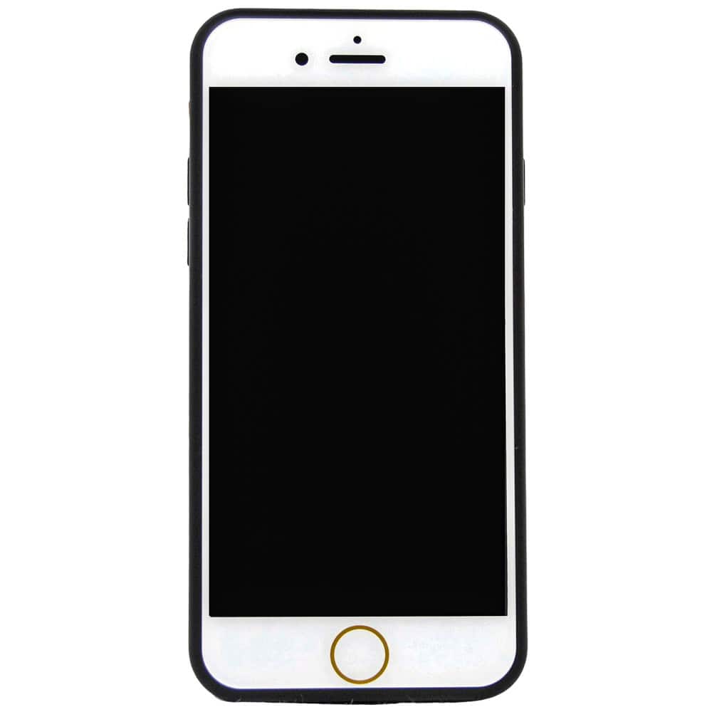 Smartphone with blank screen and black case, front view. Ideal for tech and mobile device presentations.