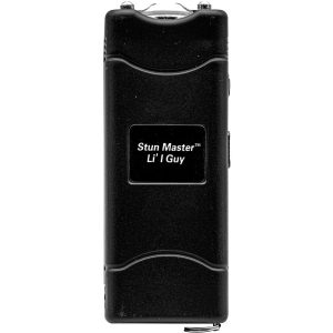 Small black Stun Master Li'l Guy stun device, compact and portable self-defense tool.