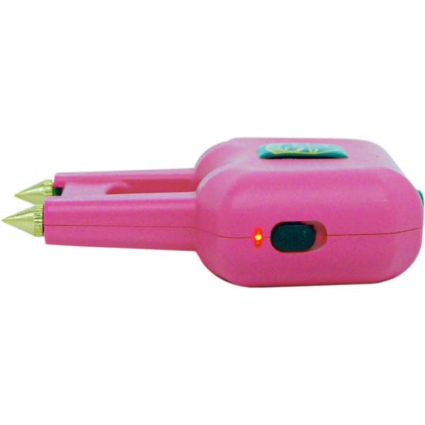 Pink electric craft tool with dual metal tips and power switch, used for engraving or sculpting.