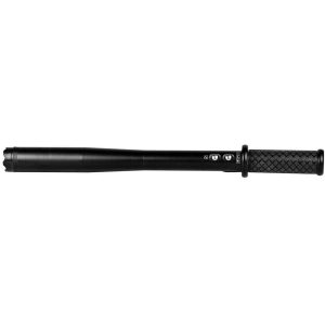 Black nunchaku baton with textured grip, resting horizontally on a white background.