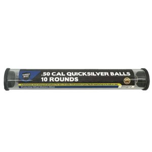 .50 Cal Quicksilver Balls 10 Rounds in a clear tube for self-defense and training, compatible with CO2 air guns.