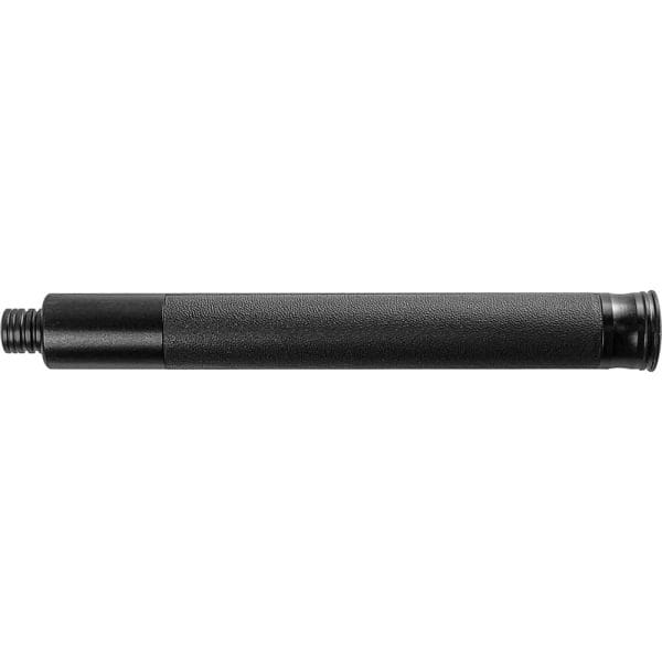 Black textured grip handlebar with threaded end, isolated on a white background.