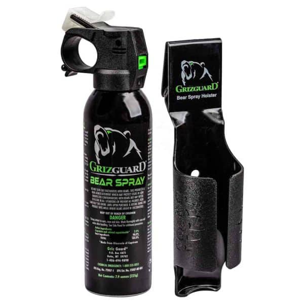 GrizGuard bear spray and holster set, ideal for outdoor safety and bear encounters protection.