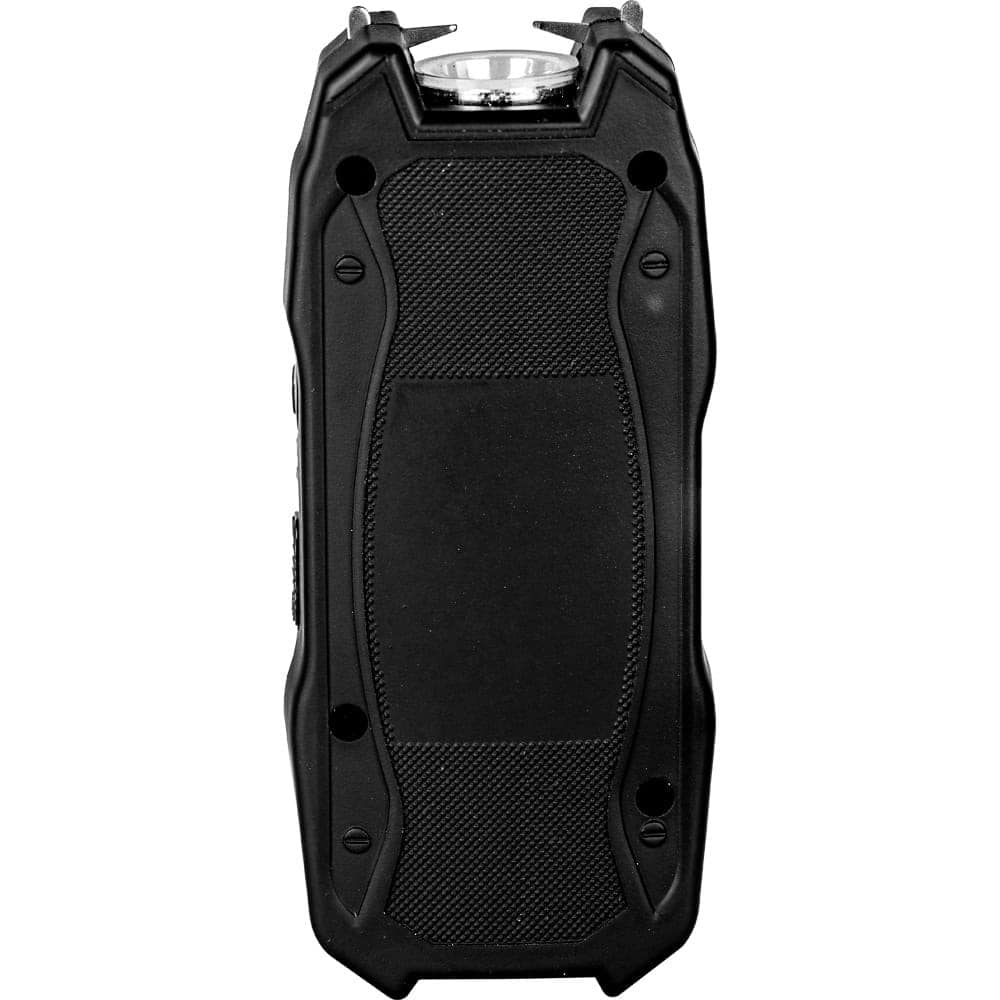 Rugged black walkie-talkie with reinforced design and textured grip, perfect for outdoor and emergency communication.