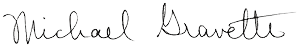 Elegant cursive signature in black ink on white background, reading Michael Gravett.
